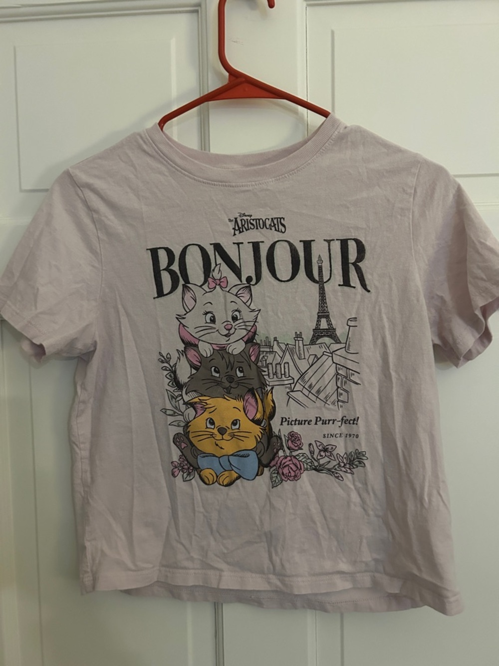 Disney Aristocats Bonjour Stack Graphic Tee - Light Pink